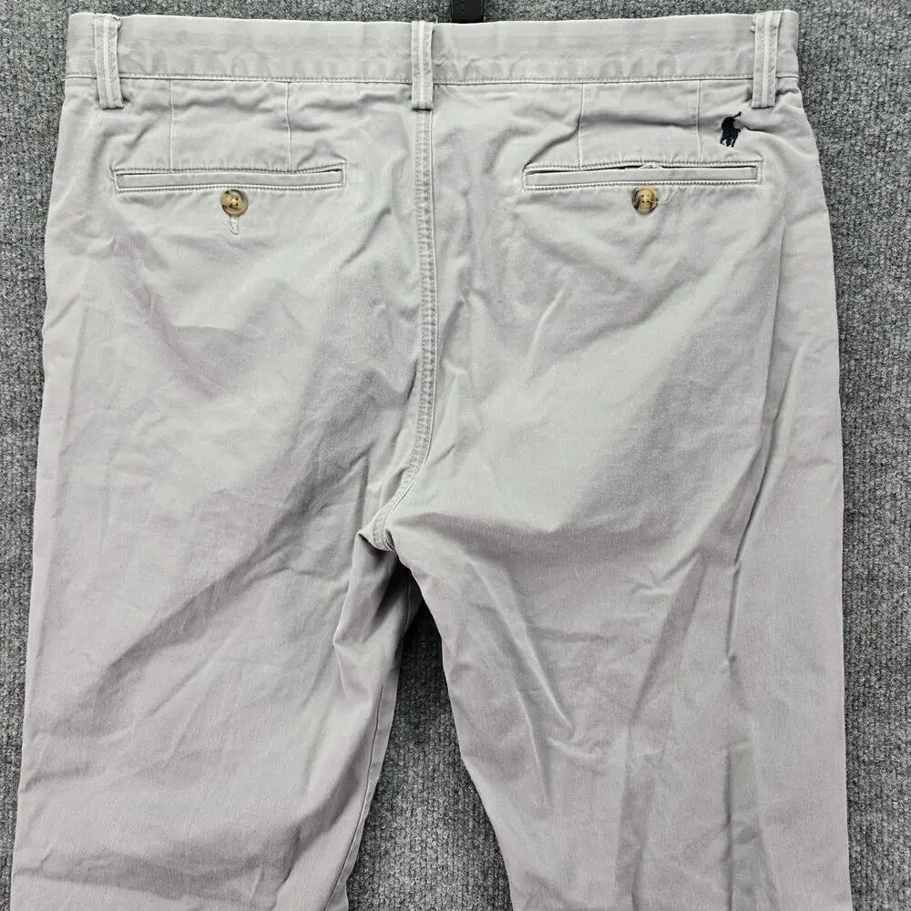 Polo Ralph Lauren Pants Mens 34x34 Light Gray Stretch Straight Fit Chinos Pony